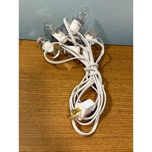 Ting Shen TS-10 White Christmas Village Light Cord 15' w/ Switch 6 Bulb 1 Strand